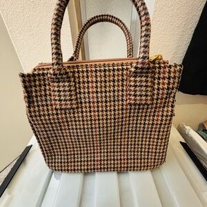 J. Crew Black and Brown Tote Bag with Structured Design
